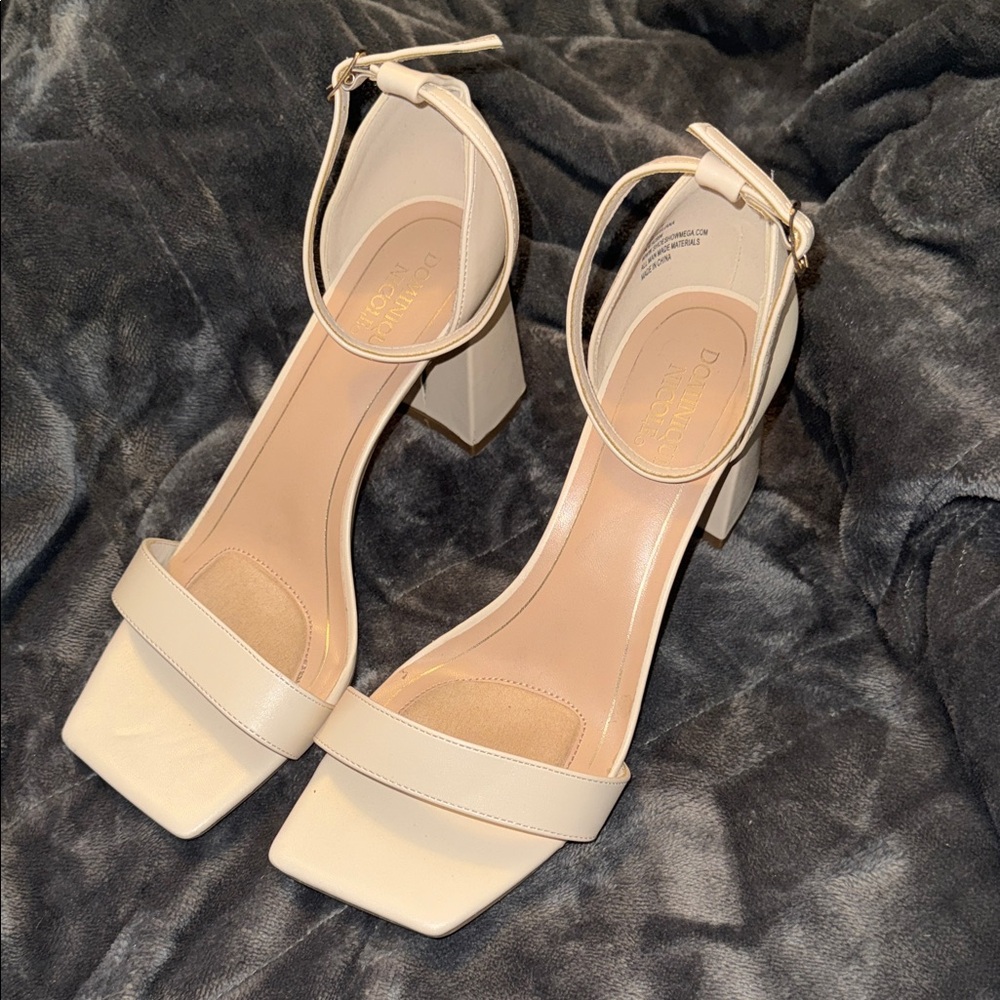 Elegant Cream Block Heel Sandals